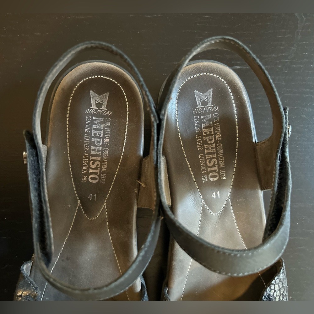 Mephisto Metallic Black Women's Pattie Sandals Size 10 - Picture 5 of 8